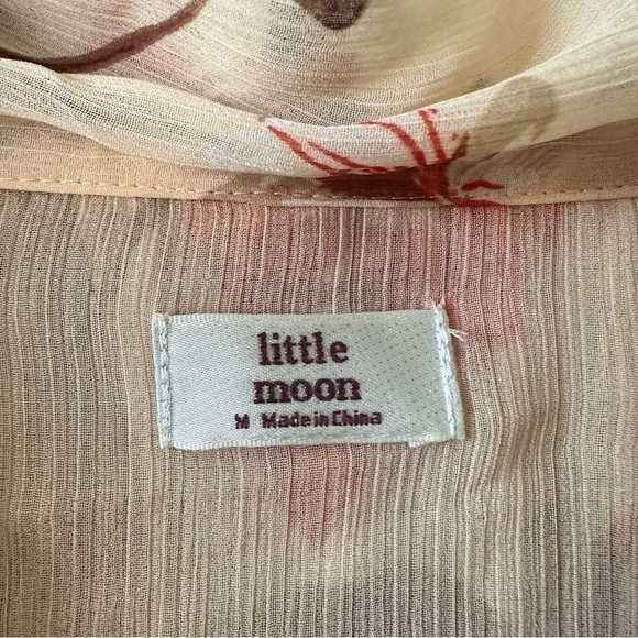 ARITZIA-“LITTLE Moon” Saffron Floral Semi Sheer Long Sleeve Mini Dress (Size: M) - Picture 14 of 14